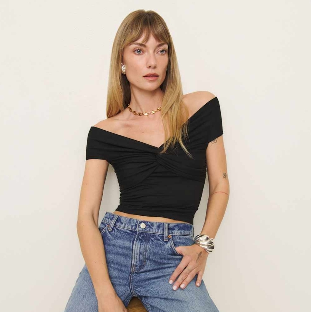 Reformation Ezlynn Knit Off-Shoulder Top